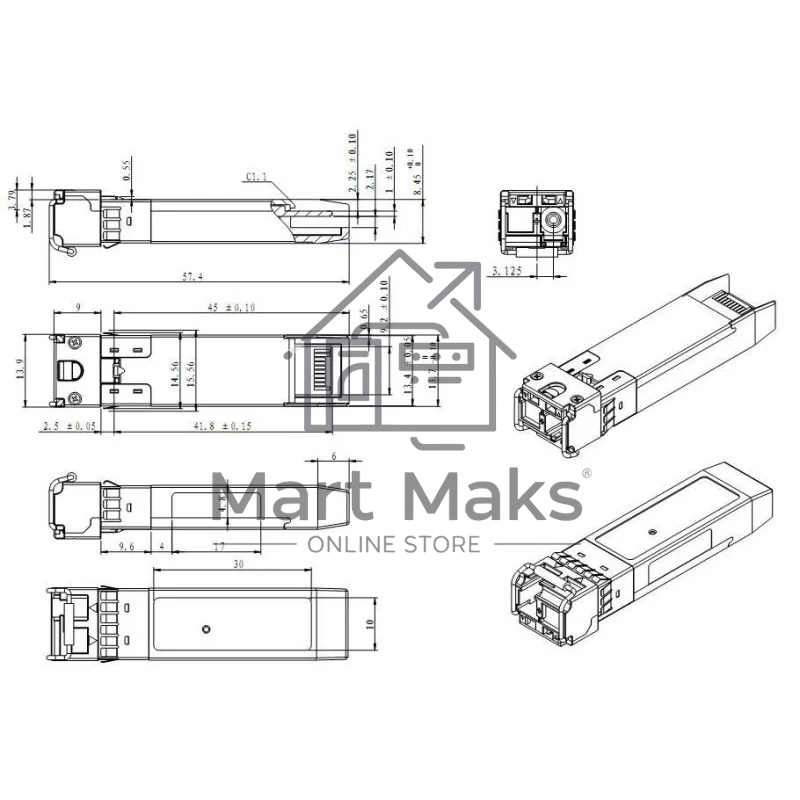 Модуль SNR SFP+ WDM, дальность до 40км (16dB), 1330нм