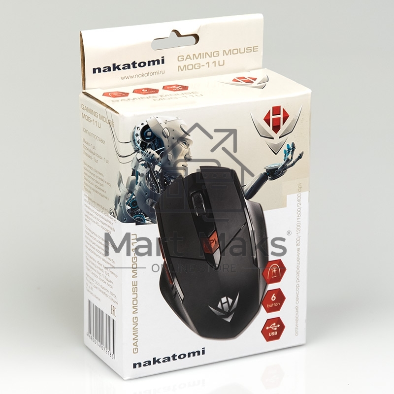 Мышь Dialog MOG-11U Nakatomi Gaming - 6 кнопок + ролик, USB,черная