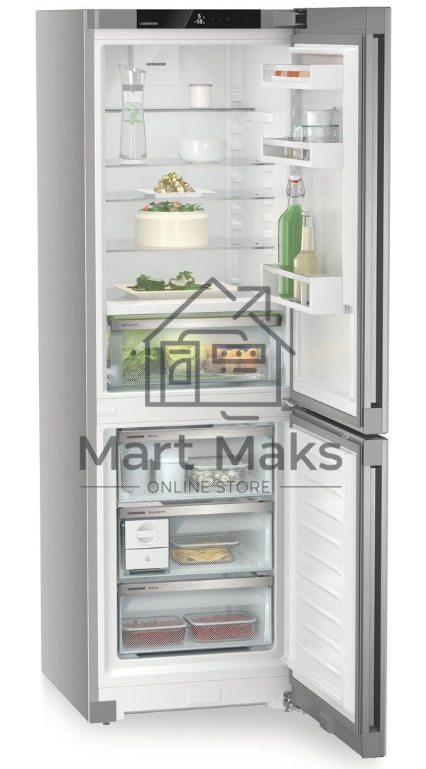 Холодильник Liebherr Plus CBNsdc 522i-22 001 серебристый SmartSteel двухкамерный 216/94л морозилка снизу, No Frost