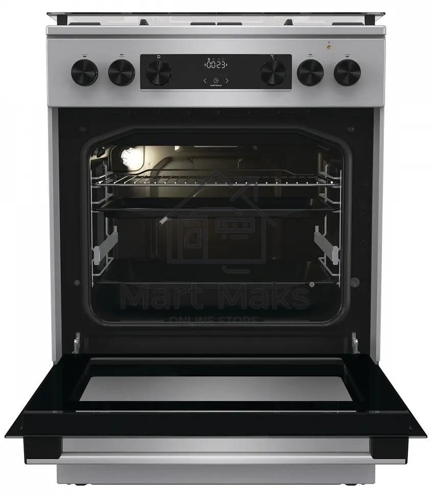 Плита комбинированная Gorenje GKS6C72XF серебристый, конфорок 4 газовых, духовка 71 л, 60 см x 85 см x 60 см