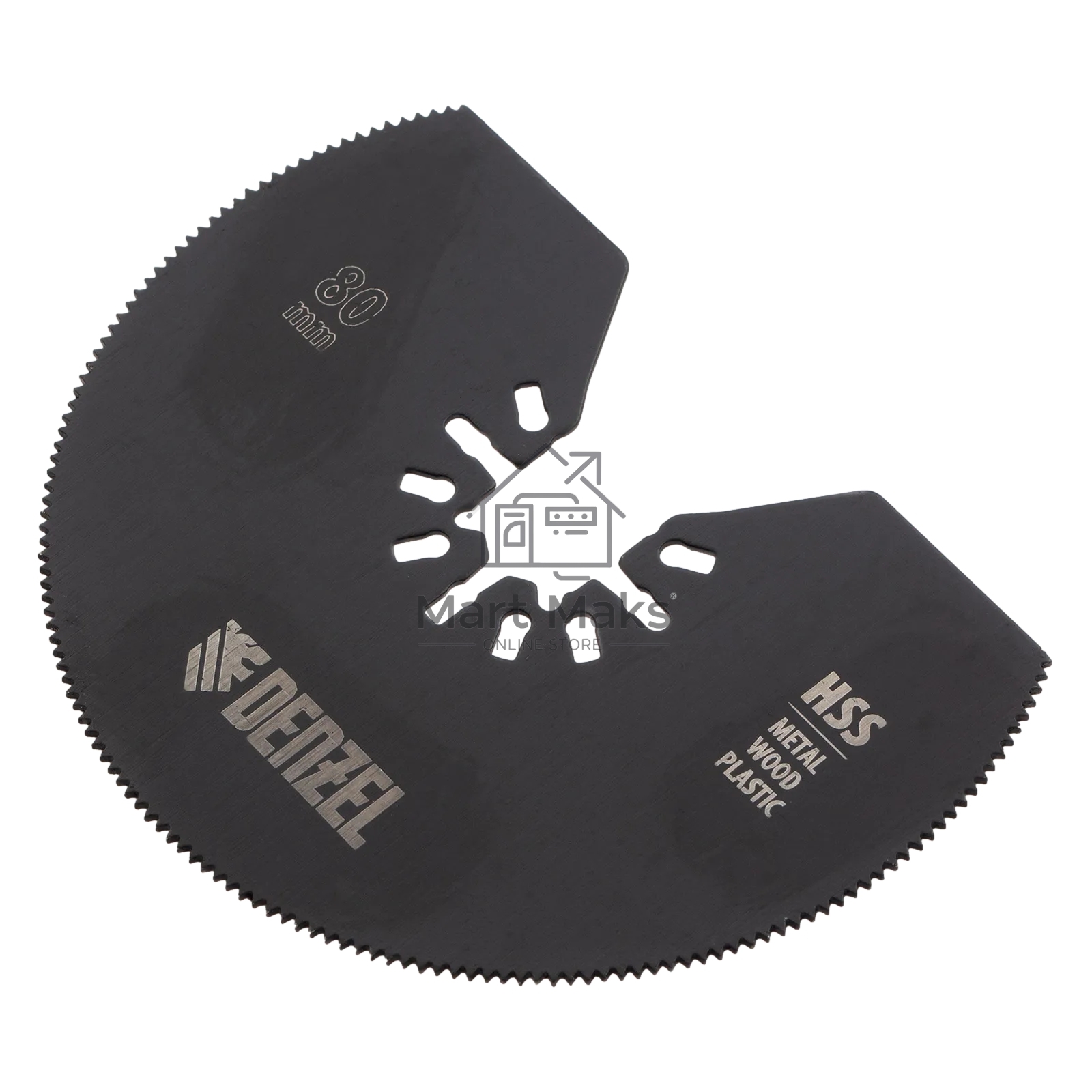 Насадка для МФИ Denzel отрезная полукруг., HSS, по металлу и дереву, 80 х 1,2 мм, мелкий зуб