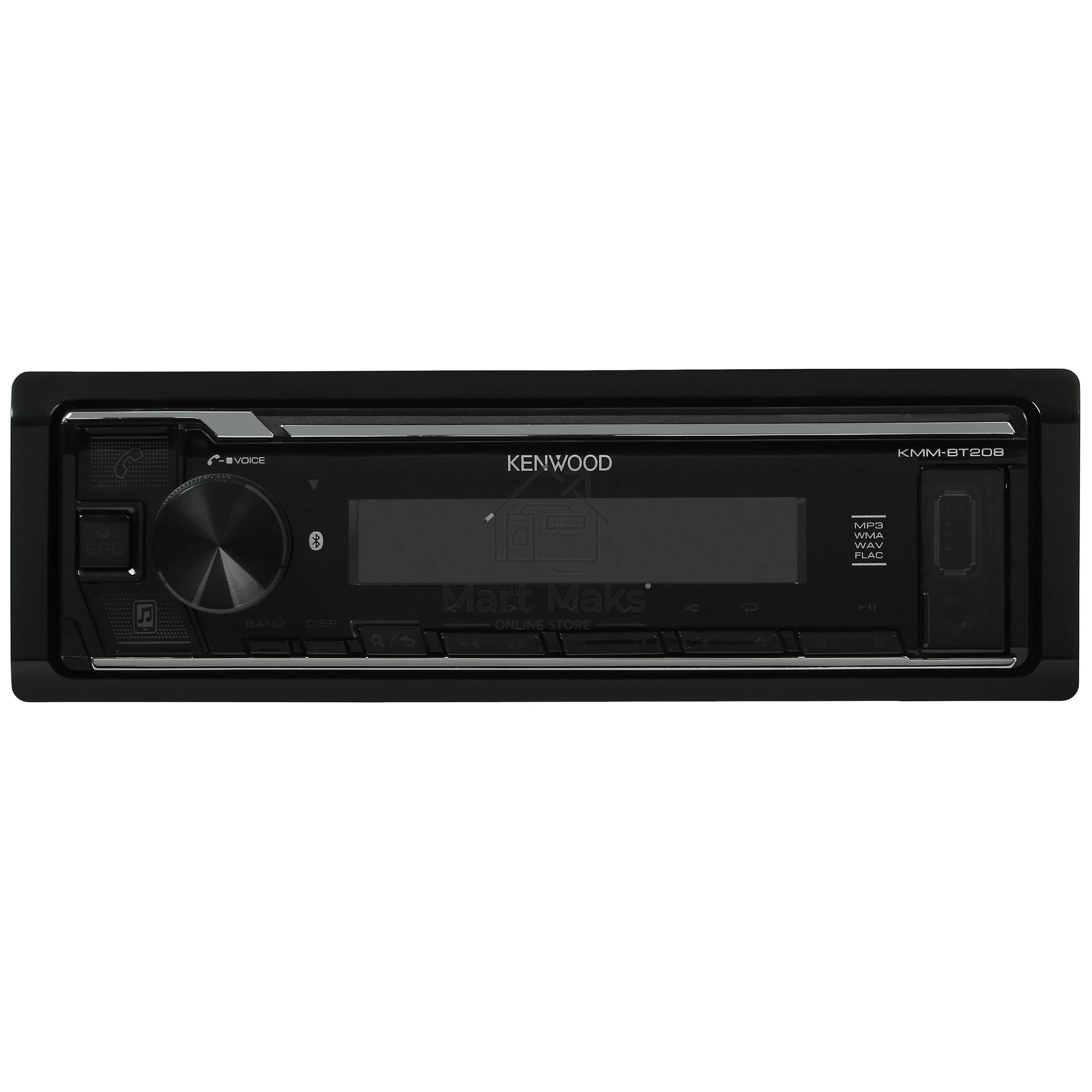Автомагнитола Kenwood KMM-BT208, 1 DIN, Bluetooth, USB Type-A, AUX, съёмная панель