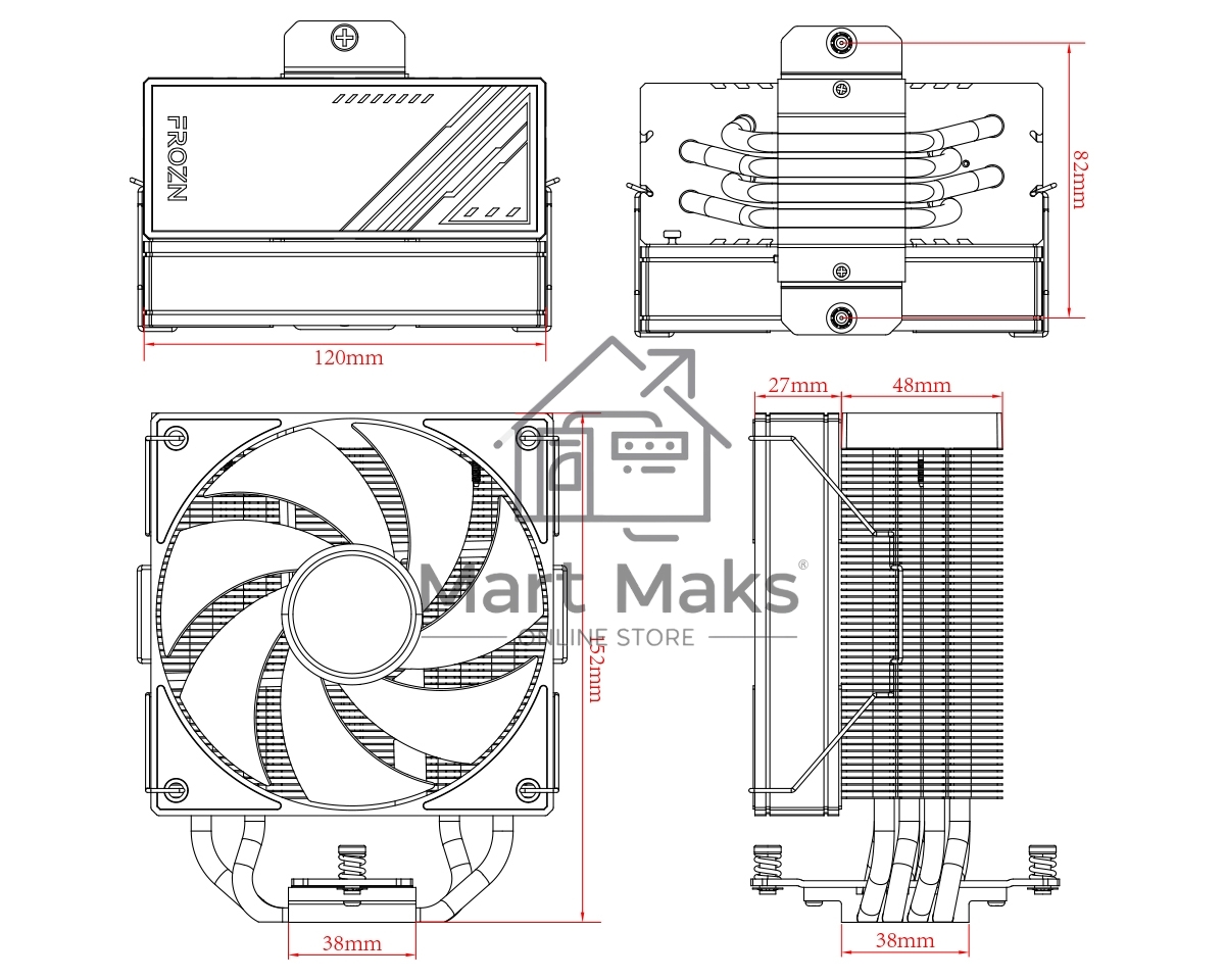 Кулер ID-Cooling FROZN A410 ARGB черный 120мм алюминий+медь 2000rpm 30db 4-pin 220W 152мм