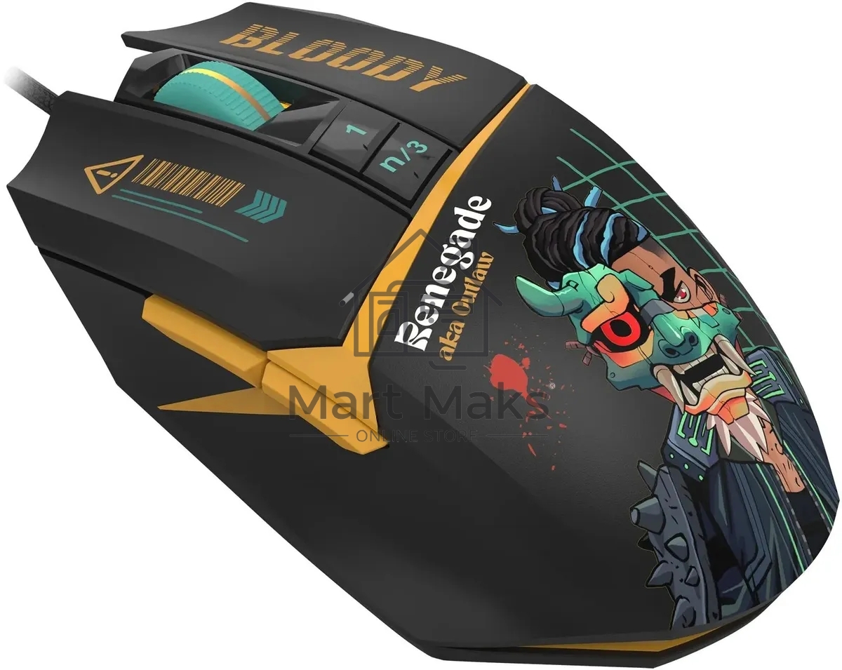 Мышь проводная A4Tech Bloody W63 Max Renegade черный, 12000 dpi, USB, кнопки - 7