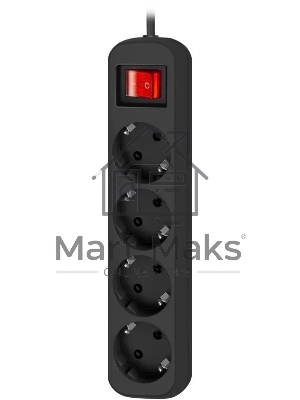 Удлинитель Defender G450 черный, 5 м, EURO, 4 розетки, 2200 Вт