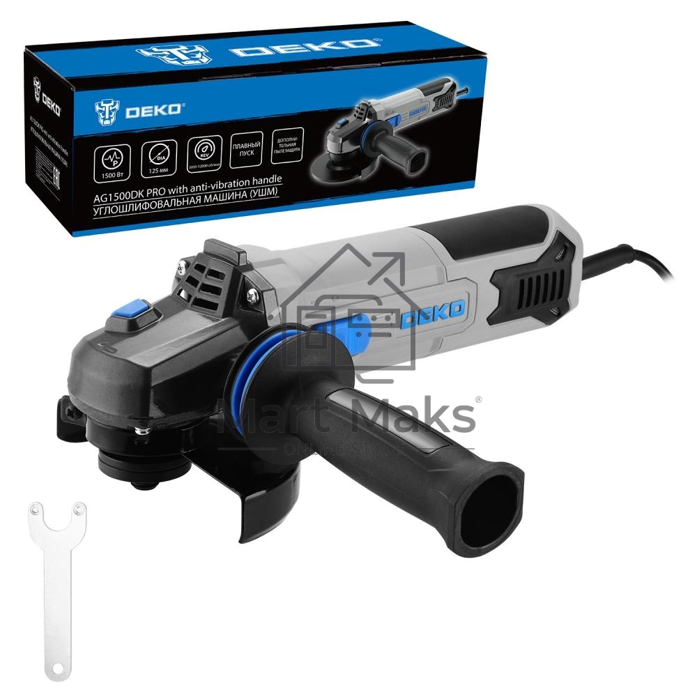 Углошлифовальная машина (УШМ) DEKO AG1500DK PRO, 125мм, 1500 Вт