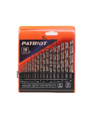 Набор сверл по металлу PATRIOT, HSS, 19 шт №1: 1,0-10,0 мм, в пластиковом боксе