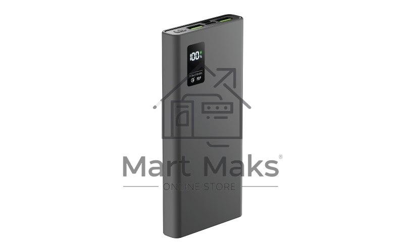 Портативный аккумулятор OLMIO QR-10, 10000mAh, 22.5W, QuickCharge3.0/PowerDelivery, LCD, серый