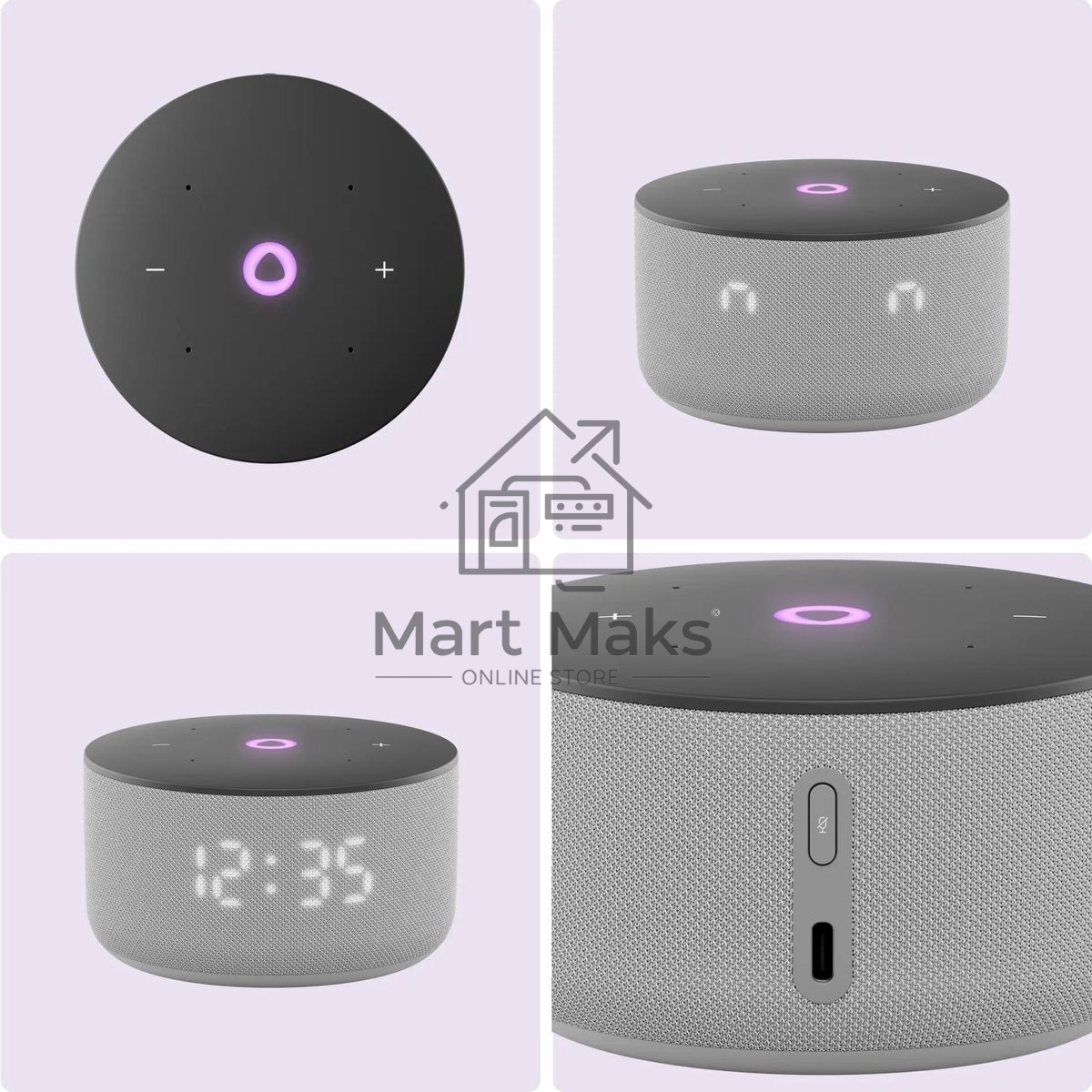 Умная колонка Яндекс Станция Мини 3, 12Вт, компактная, 1 динамик, часы, управление умным домом, Wi-Fi, Bluetooth 5.0, Алиса, серый
