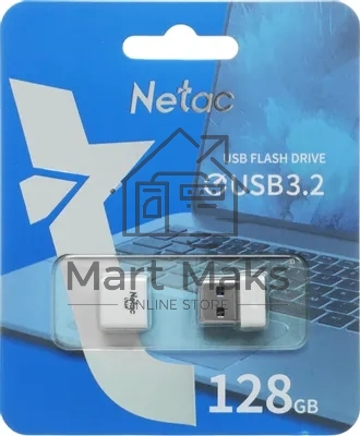 Флешка USB Netac U116 mini (NT03U116N-128G-32WH), 128Gb, USB 3.2, R/W 90/30, белый