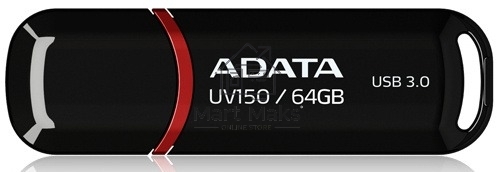 Флешка USB ADATA UV150 (AUV150-64G-RBK), 64GB, USB 3.0, R/W 90/40, черный