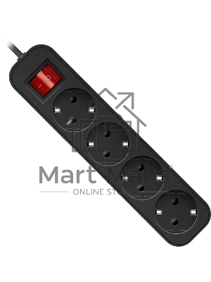 Удлинитель Defender G450 черный, 5 м, EURO, 4 розетки, 2200 Вт