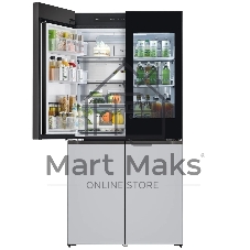 Холодильник LG GR-A24FQAKM серый трехкамерный 382/145л морозилка снизу, No Frost, Side by Side