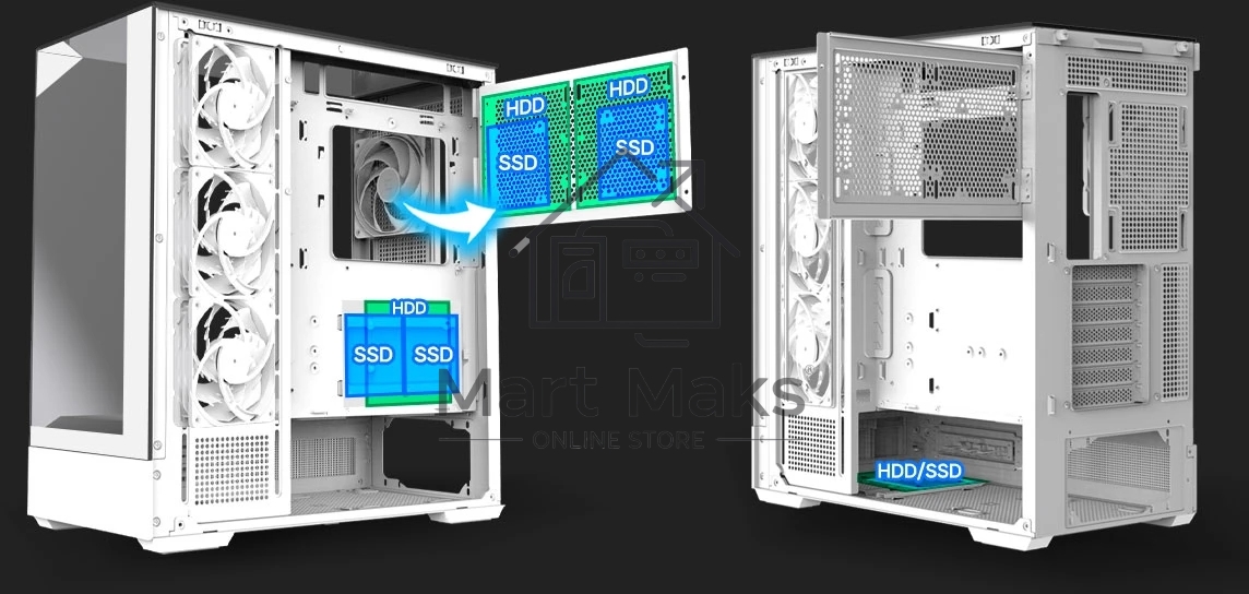 Компьютерный корпус ZALMAN P40 Prism Plus, ATX, белый, WINDOW, 3xCombo (3.5'' or 2.5