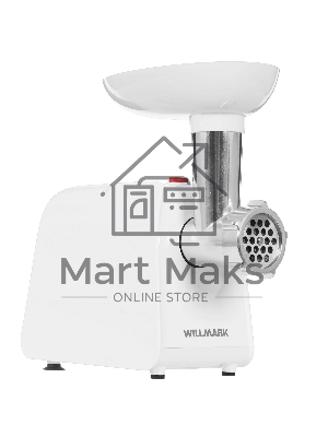 Мясорубка электрическая Willmark WMG-2043JW белый, 2000 Вт, 2.4 кг/мин, реверс, защита от перегрузки, насадки - 5