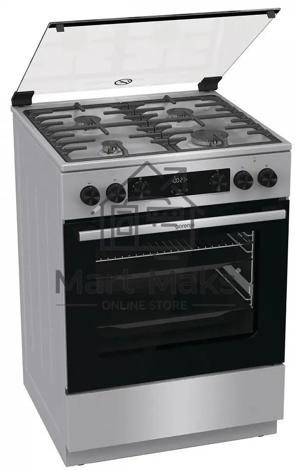 Плита комбинированная Gorenje GKS6C72XF серебристый, конфорок 4 газовых, духовка 71 л, 60 см x 85 см x 60 см