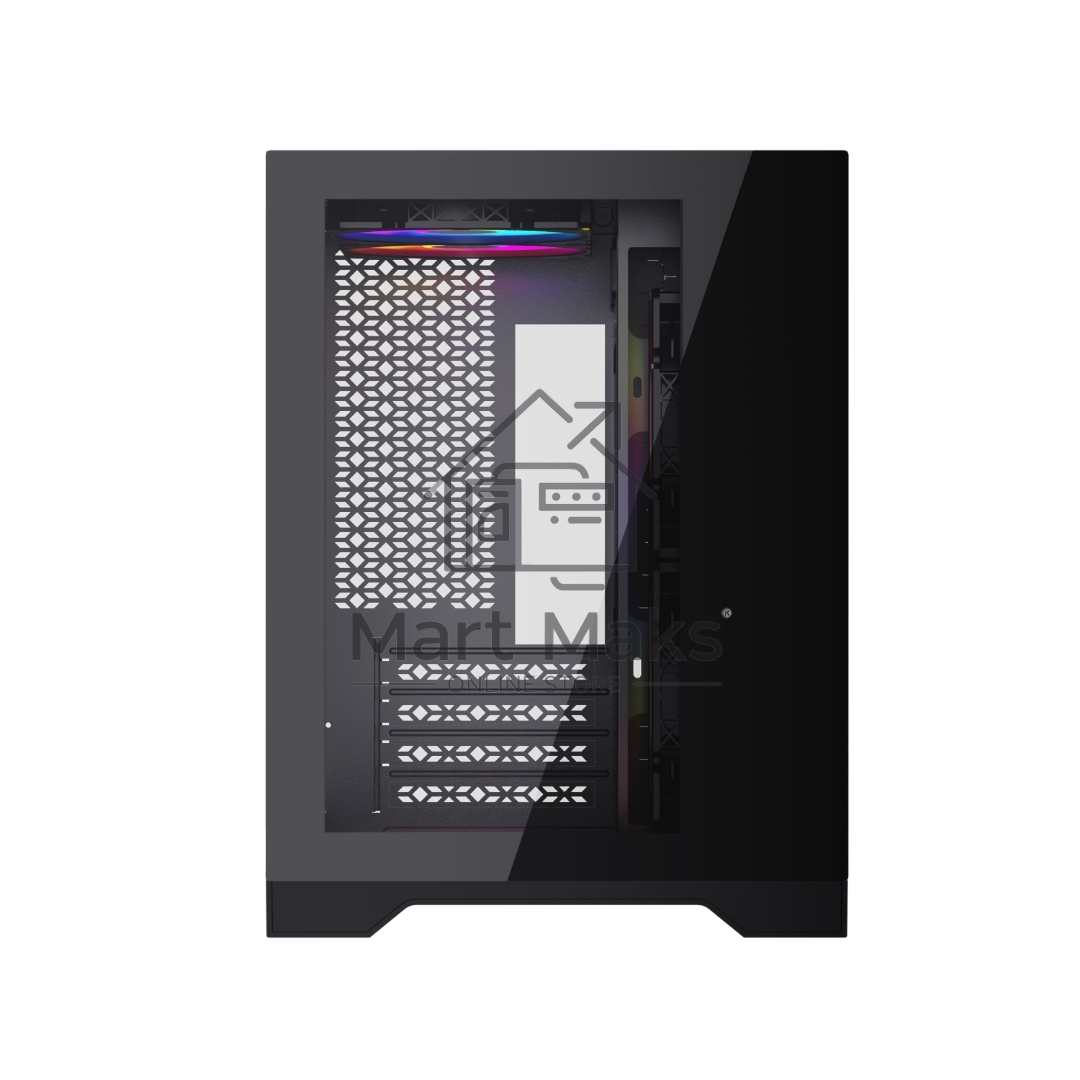 Компьютерный корпус Powercase Vision Micro, Black, Tempered Glass, 4х 120mm 5-color fan, черный, mATX (CVBM-L4)