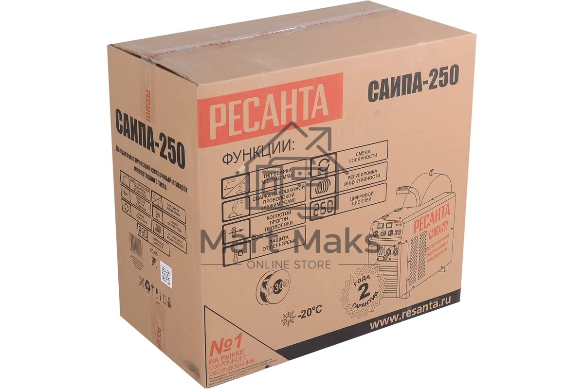 Сварочный аппарат Ресанта САИПА-250 инвертор ММА DC/MIG-MAG/FCAW 11.5кВт