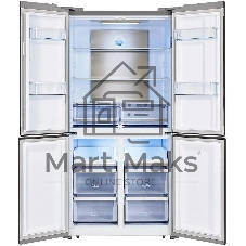 Холодильник LEX LCD505XID серебристый трехкамерный 321/144л морозилка снизу, No Frost, Side by Side