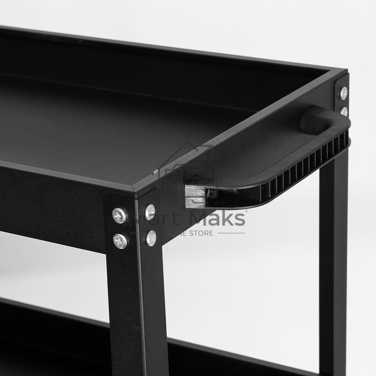 Тележка инструментальная трехсекционная на колесах Deli DL433023 700x350x760мм, до 210кг, толщина полки 0,7мм, толщина стойки 1,2мм