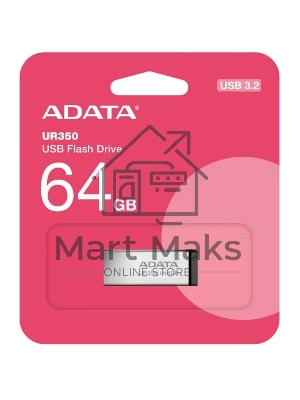 Флешка USB ADATA UR350 (UR350-128G-RSR/BK), 128Gb, USB 3.2, R/W 100/15, серебристый /черный