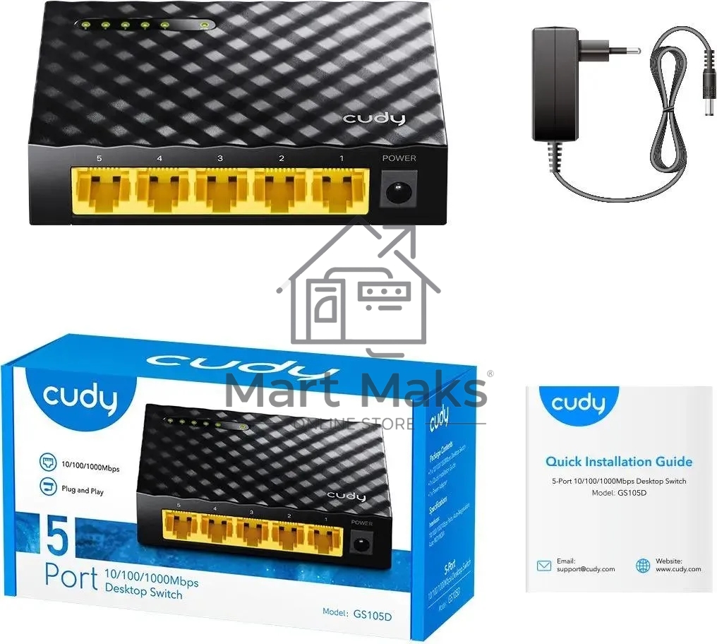Коммутатор Cudy GS105D (L2) 5x1Гбит/с неуправляемый