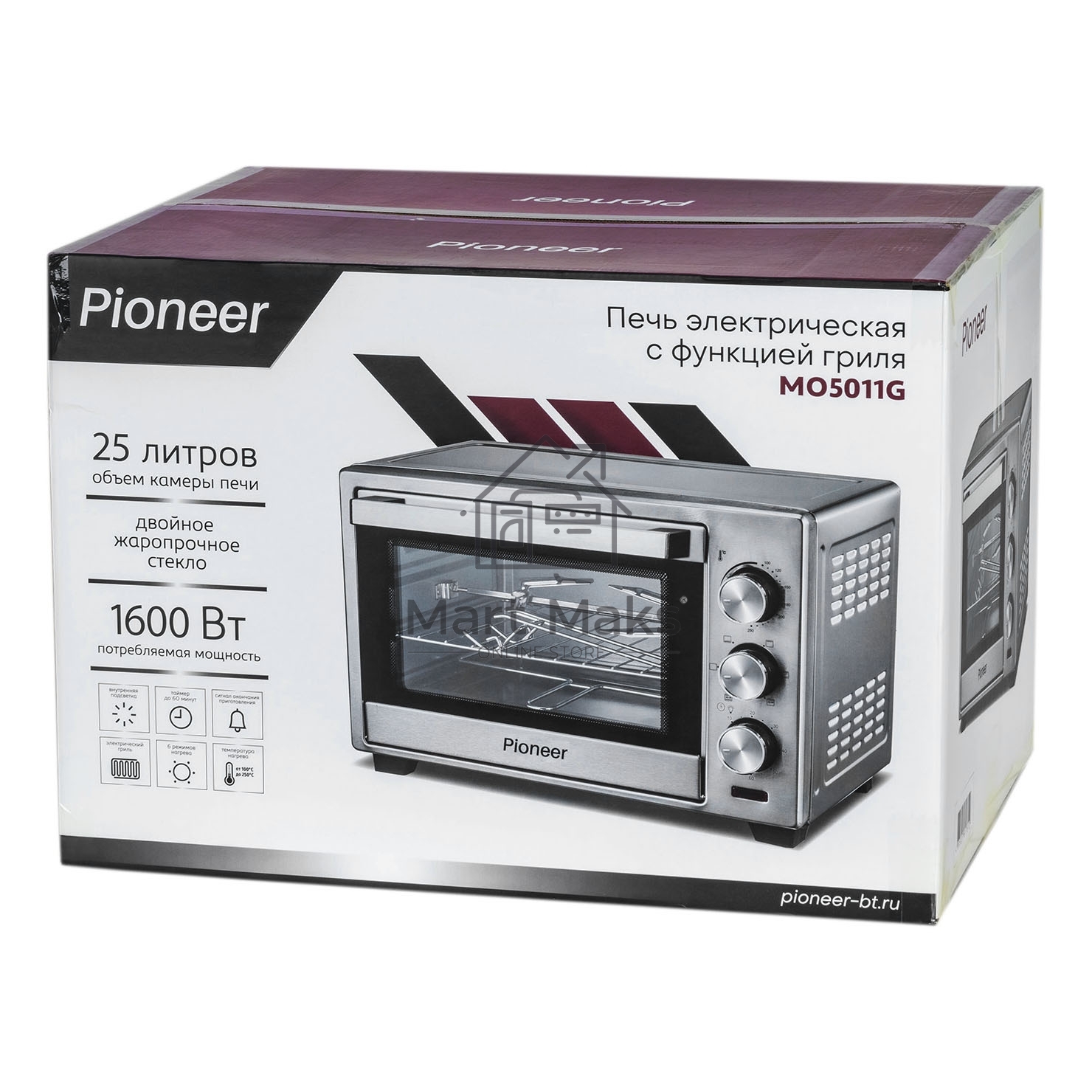 Мини-печь Pioneer MO5011G 25 л, 1600 Вт, серебристый