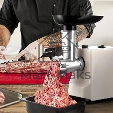 Мясорубка электрическая Kitfort КТ-2126 серый, 800 Вт, 1.2 кг/мин, реверс, защита от перегрузки, насадки - 4