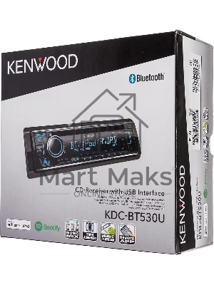 Автомагнитола Kenwood KDC-BT530U, 1 DIN, CD, Bluetooth, USB Type-A, AUX, съёмная панель
