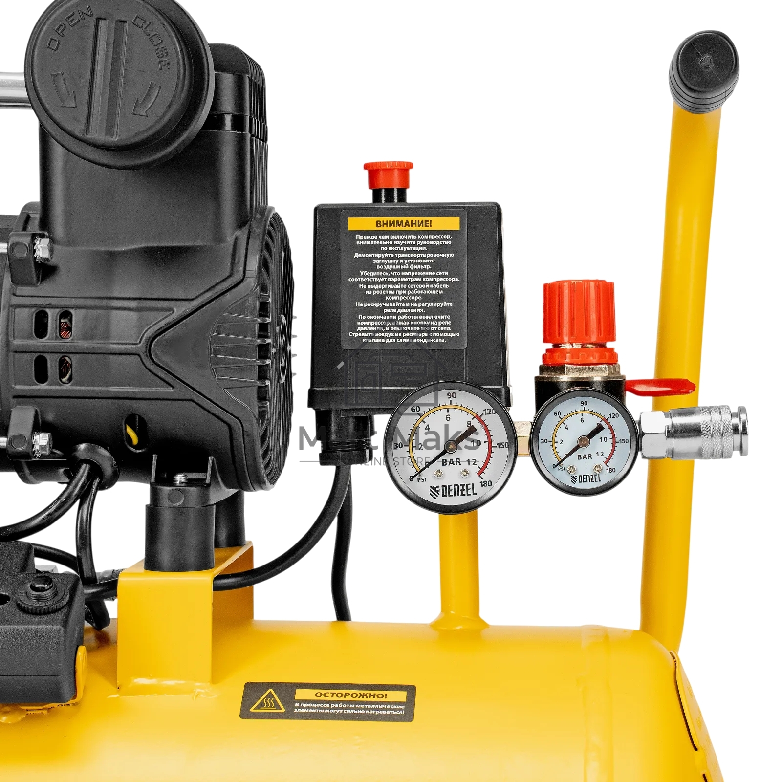 Компрессор безмасл. малошумный Denzel DLP-950/24, 950 Вт, 24 л, 2850 об/мин, 170 л/мин