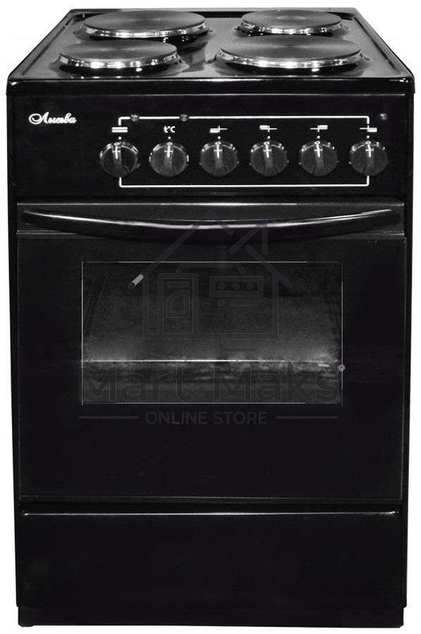 Плита электрическая Лысьва ЭП 401 СТ черный, конфорок 4 электрических, духовка 57 л, 50 см x 84 см x 60 см (без крышки)