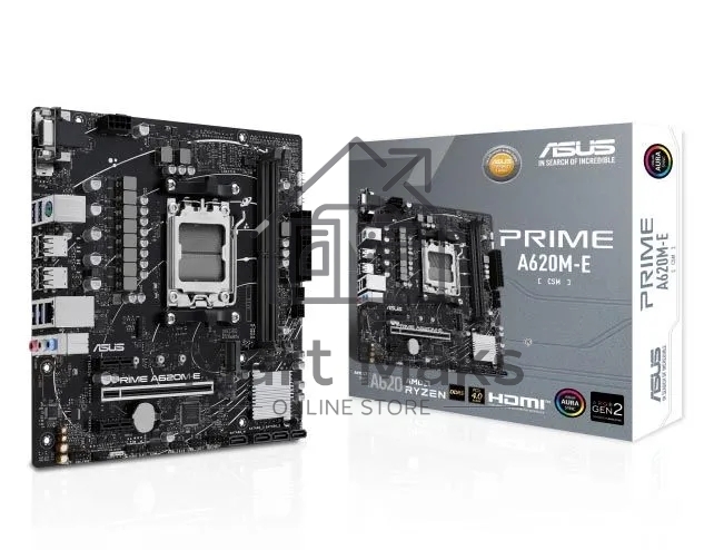 Материнская плата ASUS PRIME A620M-E-CSM, AM5, AMD A620, 2xDDR5, 4xSATA, 1xM.2, 1xPCI-E 4.0 x16, 1xPCI-E x1, 1xDisplayPort, 1xHDMI, 1xVGA, 1x 1Gb LAN, 4xUSB-A 3.2 Gen 1, 4xUSB-A 2.0, 3x3.5 мм, 7.1, Micro-ATX
