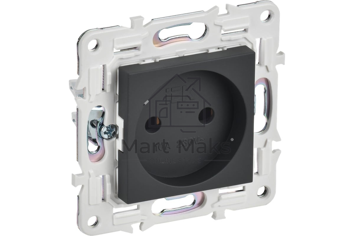 Розетка IEK SKANDY SK-R02G 10А графит без заземл. без защ. шторок SK-R10-10-K53