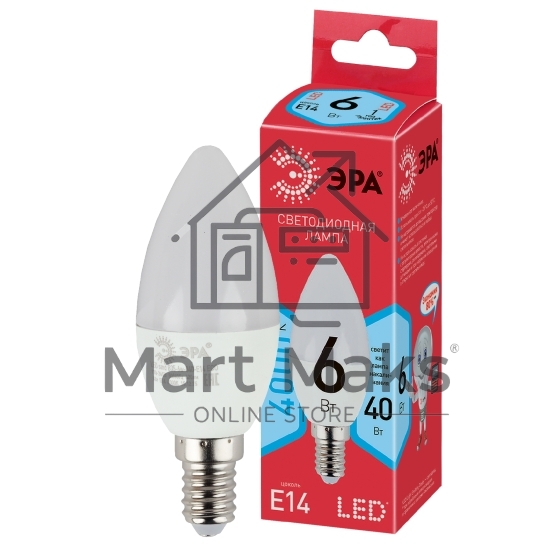 Лампа светодиодная ЭРА Б0020619 ECO LED B35-6W-840-E14