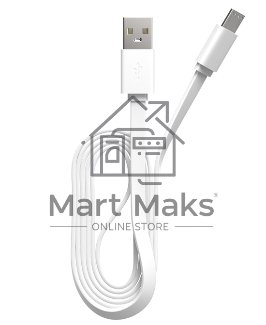 Кабель Maxvi MC-01F white USB-A - microUSB, 2A Плоский кабель, ток макс. нагрузки 2А, макс. напряжение 5V; стандарт USB 2.0; длина 1м, материал PVC, белый