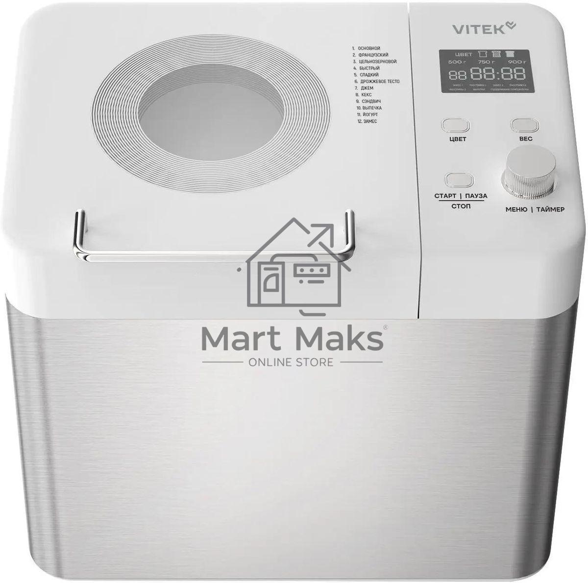 Хлебопечка Vitek VT-BM1302 белый, 650 Вт, 0.9 кг, 12 программ