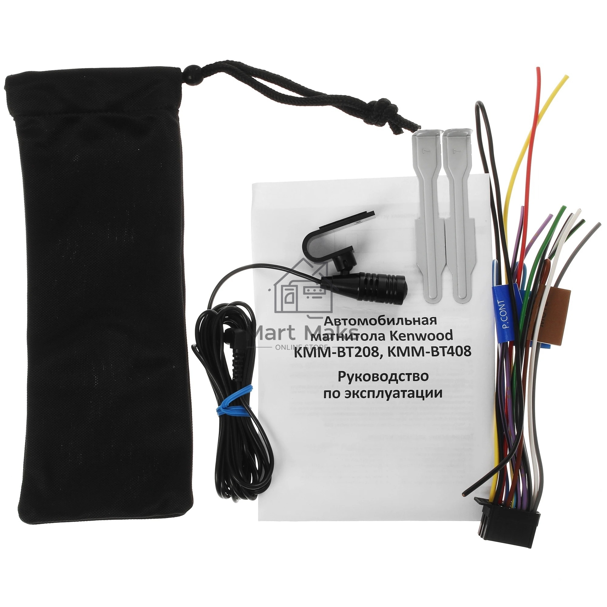 Автомагнитола Kenwood KMM-BT208, 1 DIN, Bluetooth, USB Type-A, AUX, съёмная панель