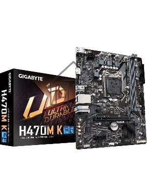 Материнская плата Gigabyte H470M K, LGA1200, Intel H470, 2xDDR4, 2xSATA, 1xM.2, 1xPCIe 3.0 x16, 1xPCIe 3.0 x1, 1xHDMI, 1x1Gb LAN, 2xUSB-A 5Gbps, 4xUSB-A 2.0, 3x3.5 мм, 5.1, mATX