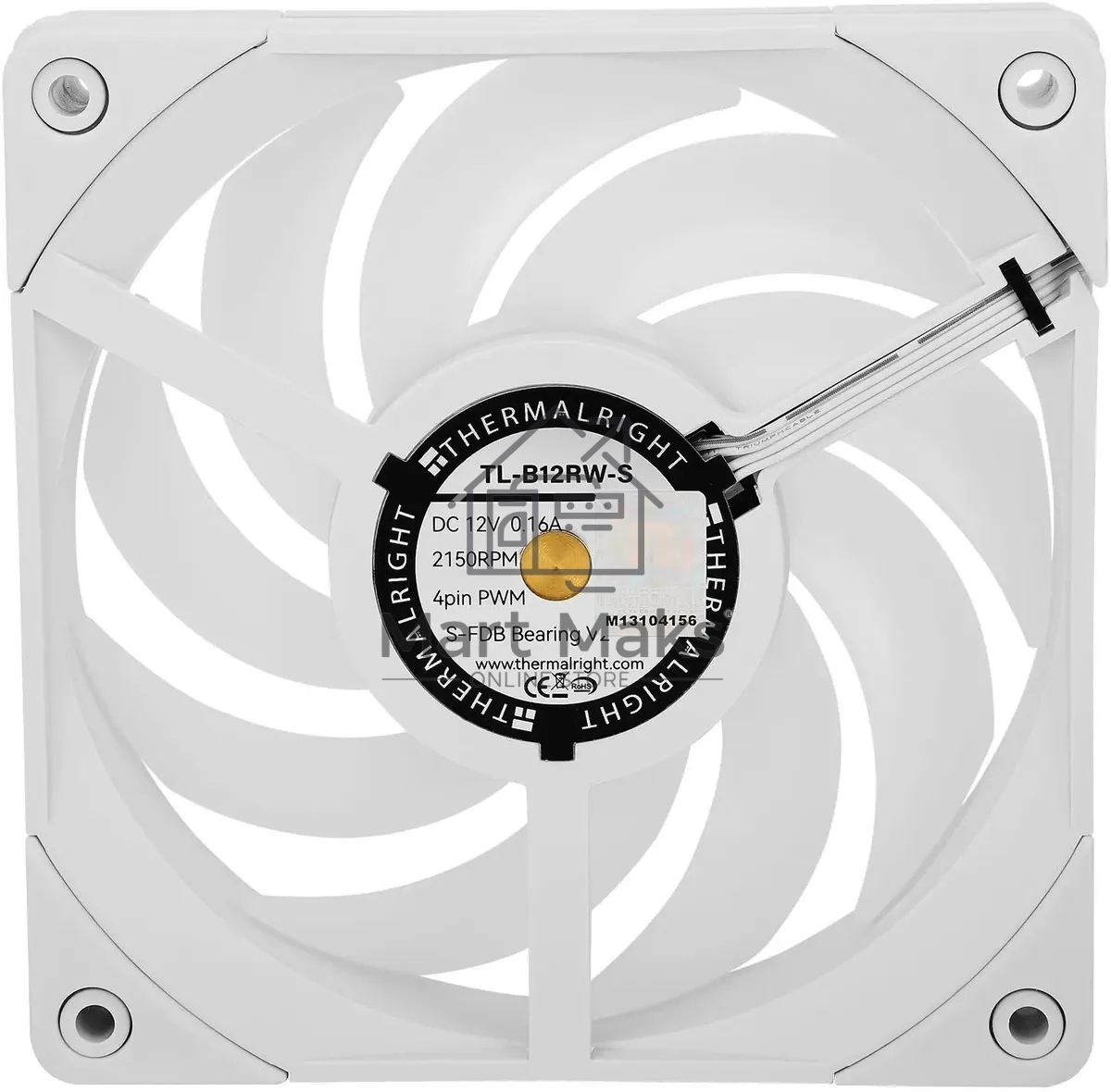 Вентилятор для корпуса Thermalright TL-B12RW-S белый, 120 мм, 2150 об/мин, 28.1 дБ, 4 pin