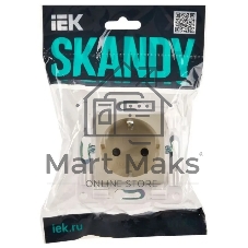 Розетка IEK SKANDY SK-R06B 16А с заземл. защ. штроки б/к бежевый SK-R14-16-1-K10