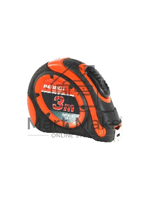 Рулетка PATRIOT MTA-3, автостоп, ударопрочный корпус, обрезиненная, 3м