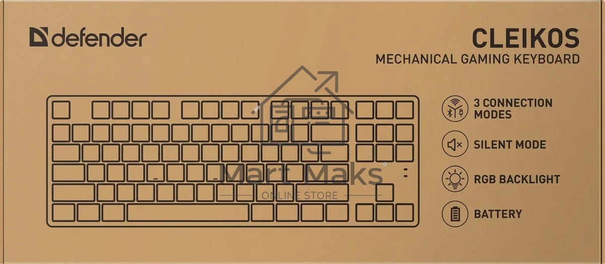 Клавиатура Defender Cleikos GK-135 гибридная, USB Type-C, Bluetooth, радиоканал, чёрный