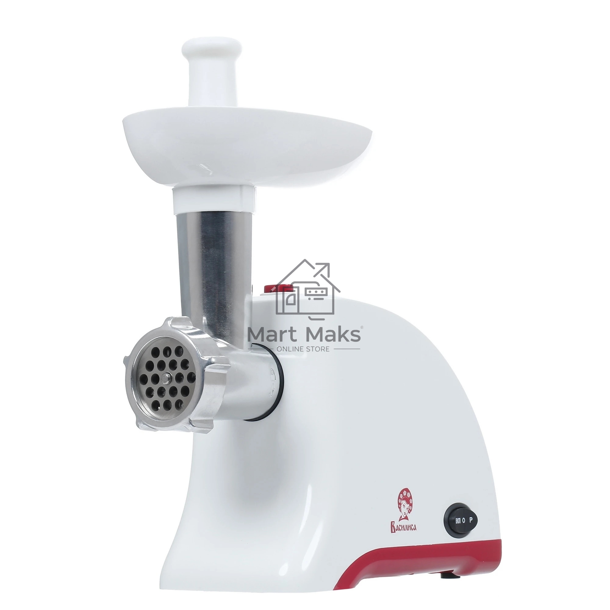 Мясорубка электрическая ВАСИЛИСА ВА-601 белый, 1600 Вт, 1.5 кг/мин, реверс, защита от перегрузки, насадки - 4