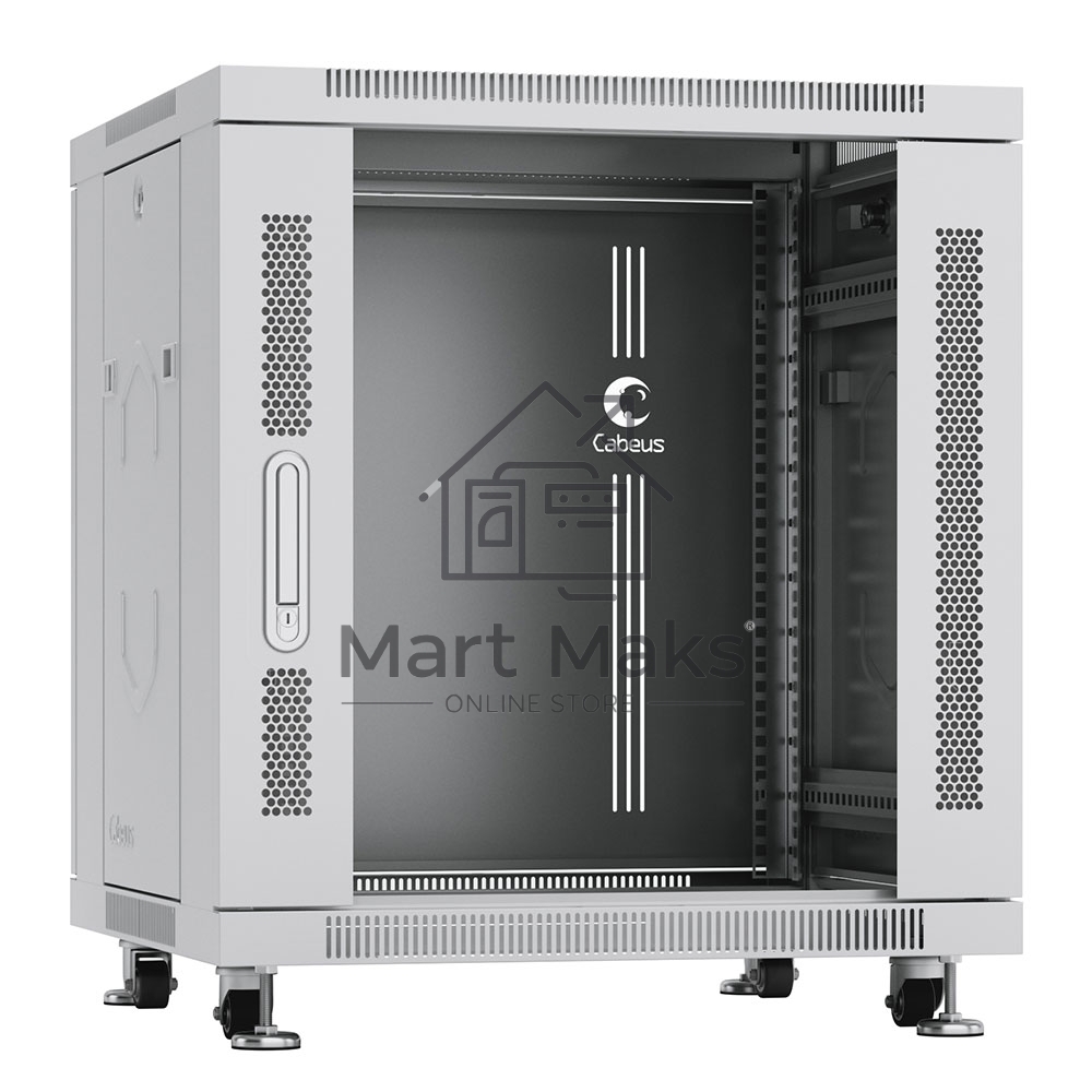Шкаф телекоммуникационный напольный Cabeus SH-05C-12U60/80 серый, IP20, 12U, 730х600х800 мм (ВхШхГ), дверь: стекло, разборный