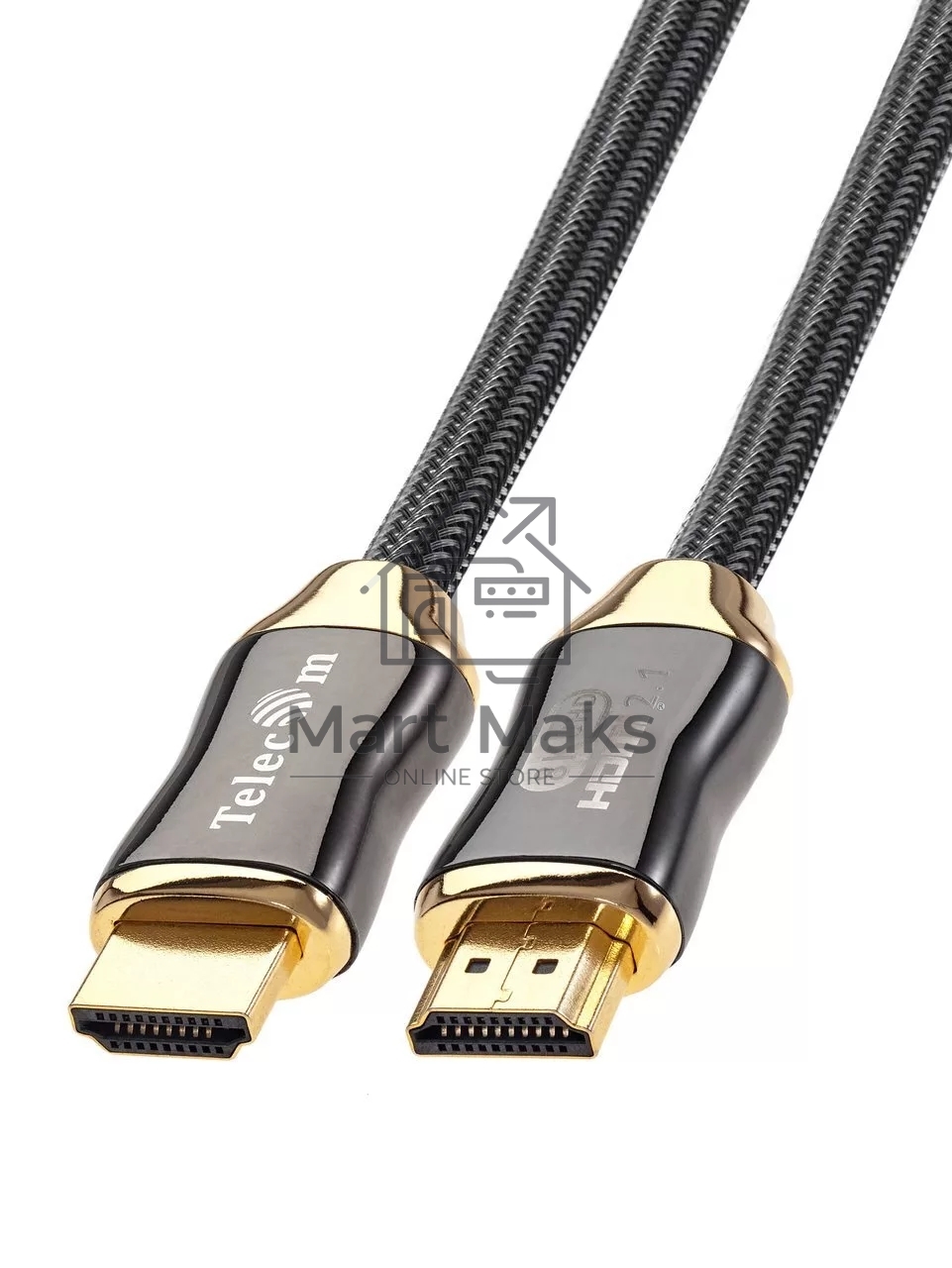 Кабель HDMI 19M/M,ver. 2.1, 8K@60 Hz 2m метал разъемы, нейлоновая оплетка Telecom <TCG300-2M>
