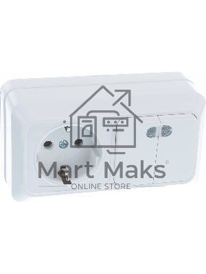 Блок ОП Олимп 2-кл. вык. с подсветкой + роз. с заземл. горизонт. бел. UNIVersal О0037