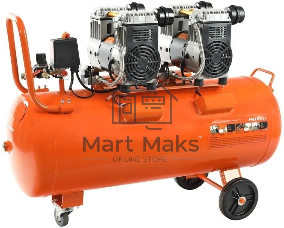 Компрессор Patriot поршневой безмасляный WO 80-360, 360 л/мин, 8 бар, 2200 Вт, 80 л, быстросъем и 