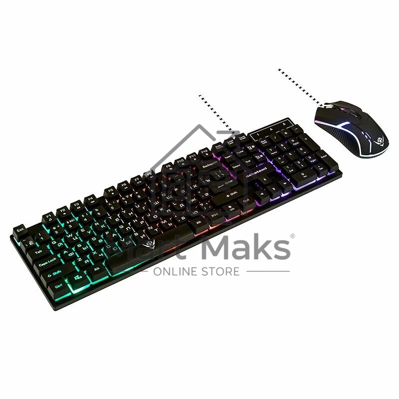 Комплект клавиатура+мышь Nakatomi KMG-2305U проводной, USB, 1600 DPI, черный