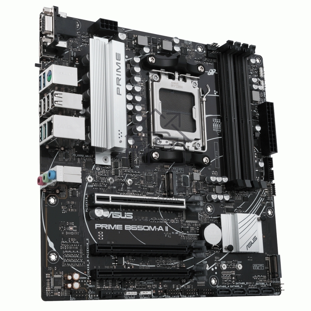 Материнская плата ASUS PRIME B650M-A II-CSM, AM5, AMD B650, 4xDDR5, 4xSATA, 2xM.2, 1xPCI-E 4.0 x16, 1x 2.5Gb LAN, 2xUSB-A 3.2 Gen 1, 2xUSB-A 3.2 Gen 2, 4xUSB 2.0, 1xDisplayPort, 1xHDMI, 1xVGA, 3x3.5 мм, 7.1, Micro-ATX