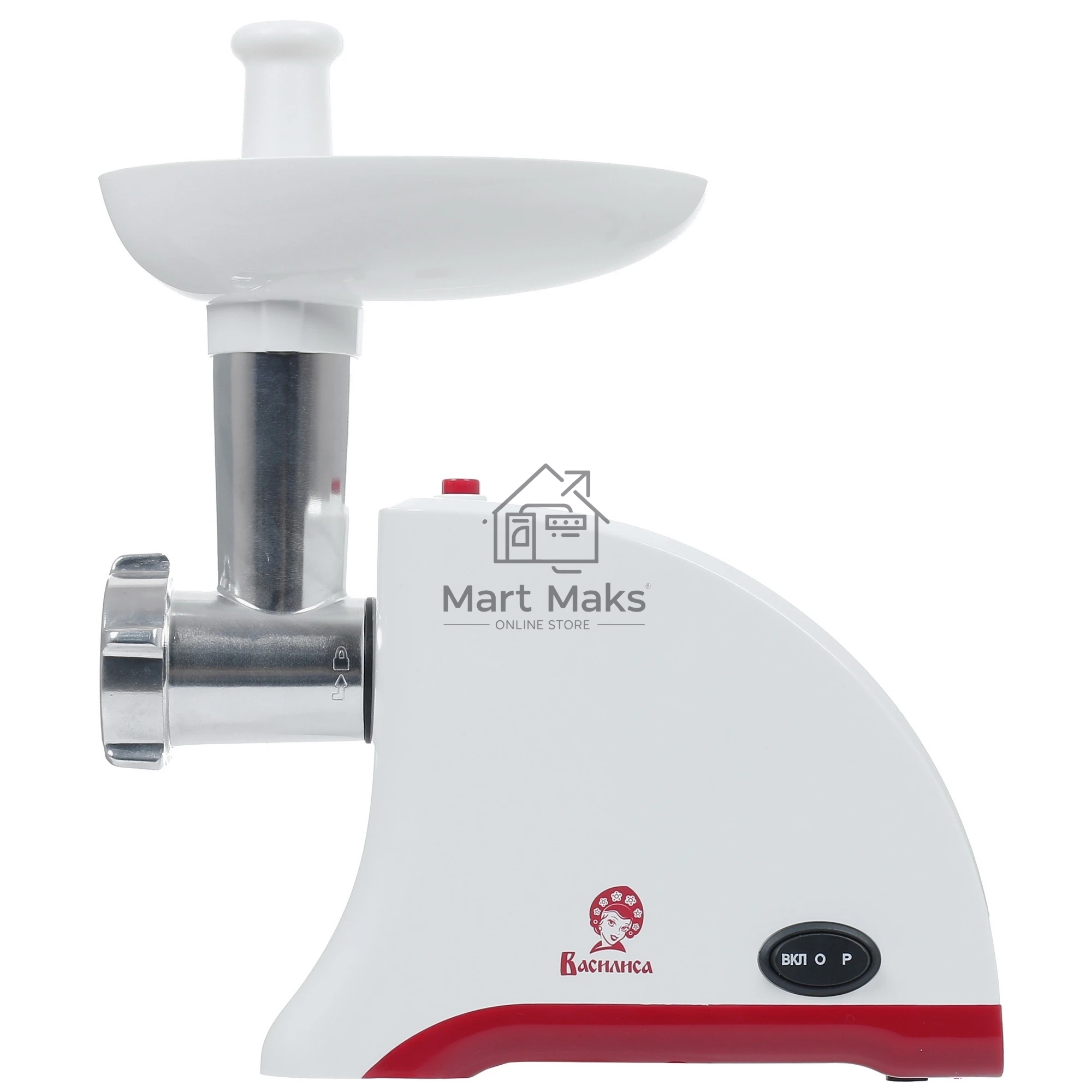Мясорубка электрическая ВАСИЛИСА ВА-601 белый, 1600 Вт, 1.5 кг/мин, реверс, защита от перегрузки, насадки - 4